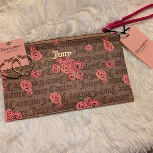 Juicy Couture Brown and Pink Floral Clutch